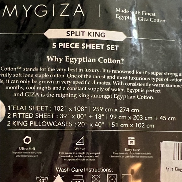 Light Blue Egyptian Cotton Split King Bedding Set - Picture 2 of 2